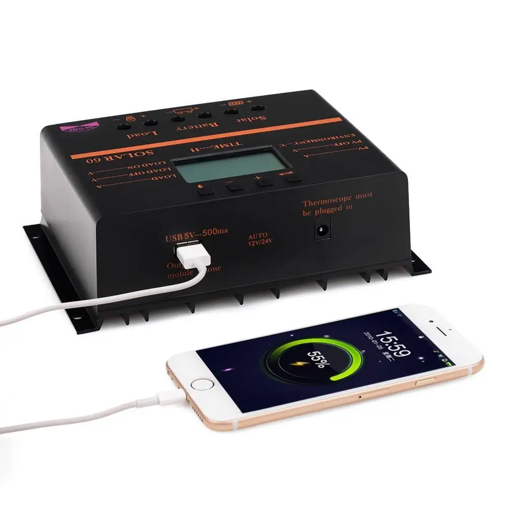 60A 12V 24V LCD Solar Charge Controller Discharge With USB For Solar Battery Panel Regulator APJ
60A 12V 24V LCD Solar Charge Controller Discharge With USB For Solar Battery Panel Regulator APJ