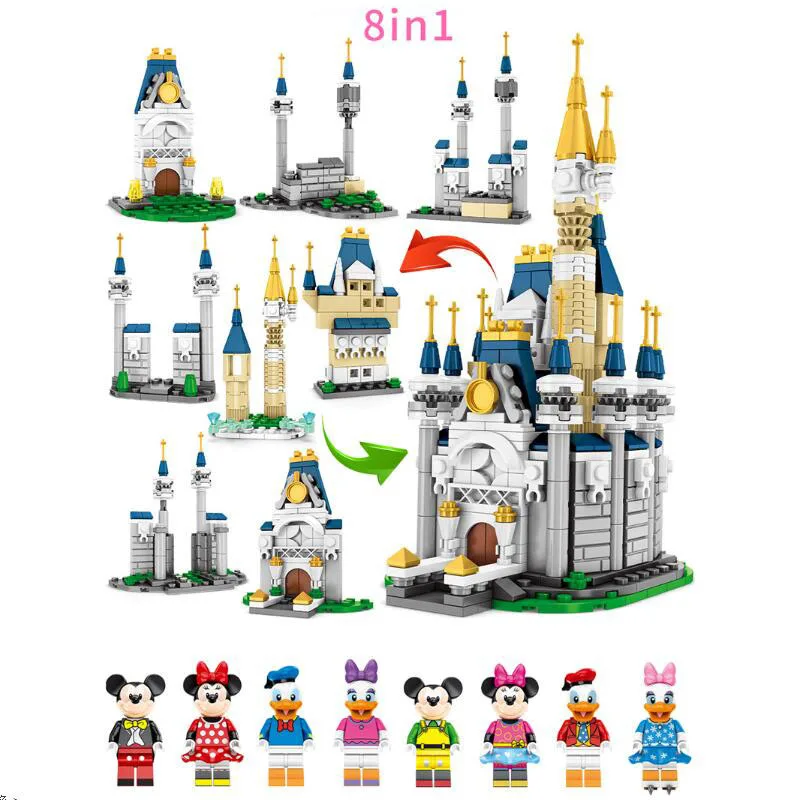 8 in 1 Cartoon Castle Legoing Mickey Minnie Mouse Donald Daisy Duck Figure Block Set Diy Mini Building Brick Toy For Kids
8 in 1 Cartoon Castle Legoing Mickey Minnie Mouse Donald Daisy Duck Figure Block Set Diy Mini Building Brick Toy For Kids