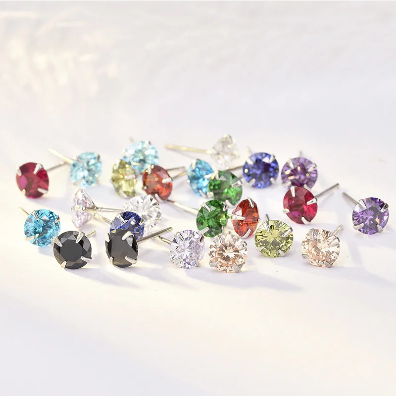 Romantic 925 Sterling Silver Stud Earrings 12 colors 5A Grade Cubic Zirconia Stone ear studs Birthday Christmas Gift
Romantic 925 Sterling Silver Stud Earrings 12 colors 5A Grade Cubic Zirconia Stone ear studs Birthday Christmas Gift
