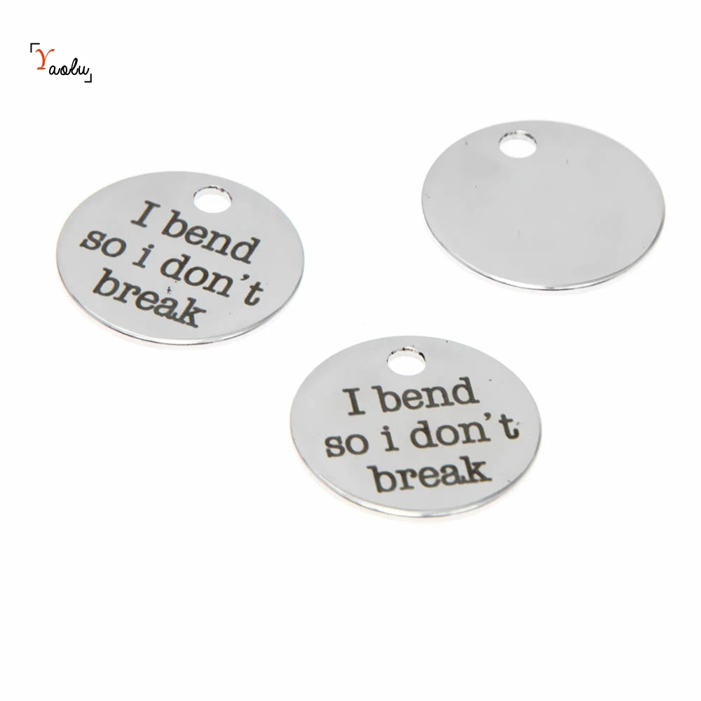 10pcs/lot Yoga Motivation charm I bend so I don't break Stainless steel message Charm pendant 20mm
10pcs/lot Yoga Motivation charm I bend so I don't break Stainless steel message Charm pendant 20mm