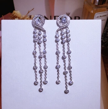 Top Quality Pure 925 Sterling Silver Jewelry For Women Round Tassel CZ Earrings Luxcy Long Earrings Fine Costume Jewelry Earring
Top Quality Pure 925 Sterling Silver Jewelry For Women Round Tassel CZ Earrings Luxcy Long Earrings Fine Costume Jewelry Earring