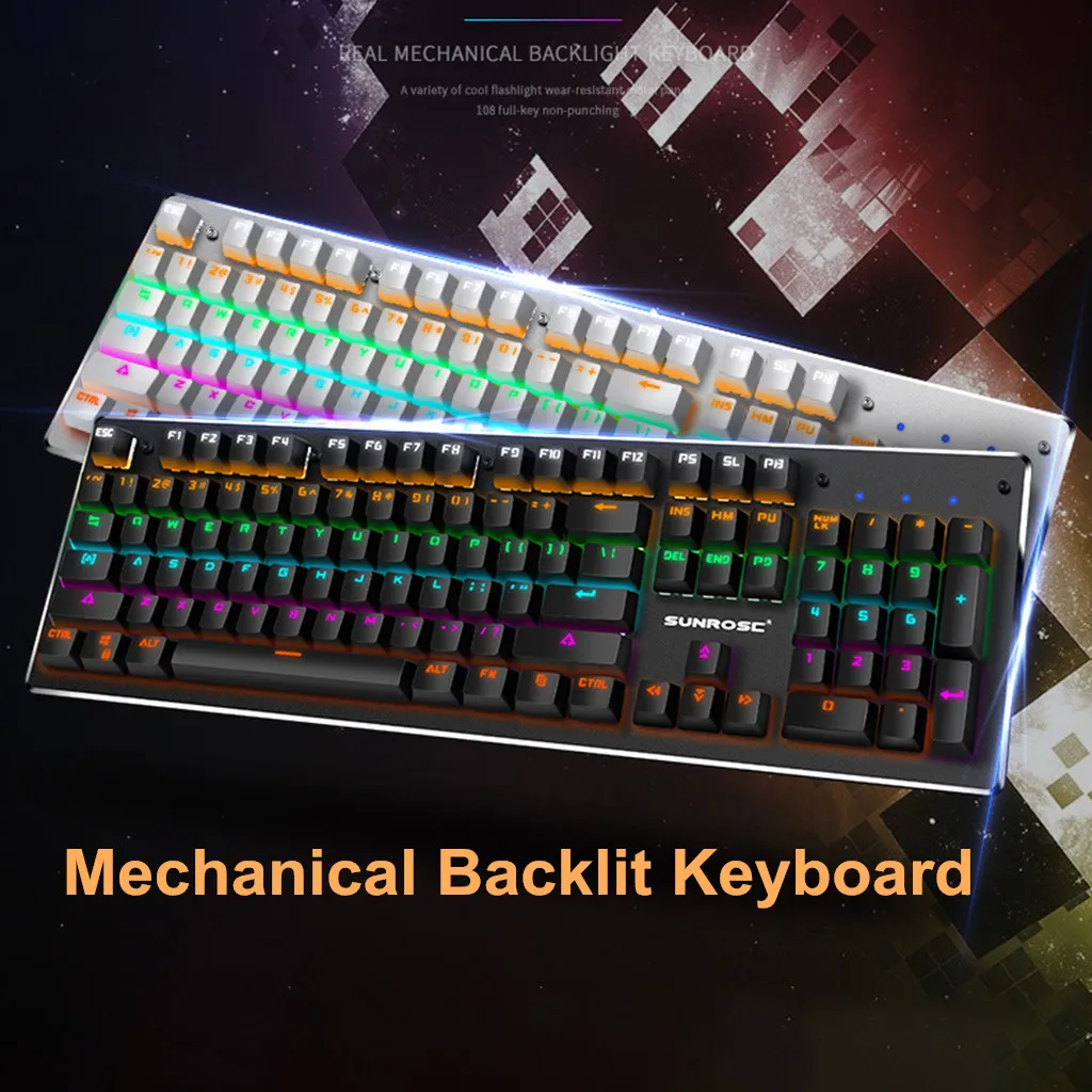 SUNROSE T610 Blue Switch Mechanical Keyboard for Game Player Splashproof USB Wired 104 Keys RGB Backlight Keyboard for PC Laptop
SUNROSE T610 Blue Switch Mechanical Keyboard for Game Player Splashproof USB Wired 104 Keys RGB Backlight Keyboard for PC Laptop