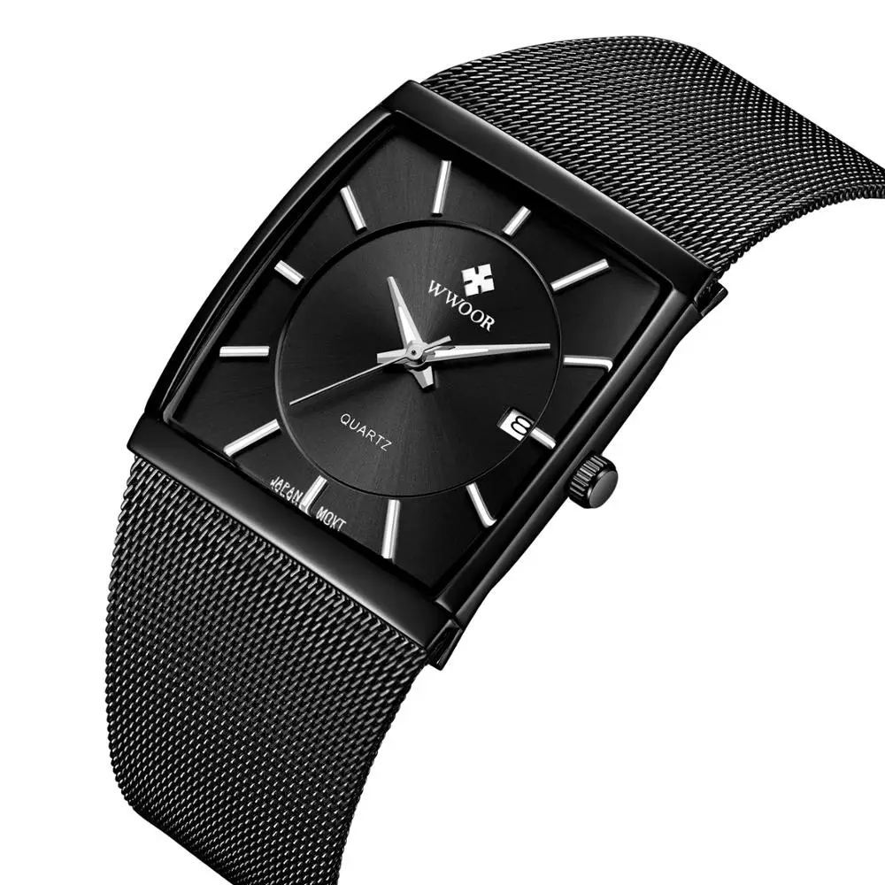 2019 New Brand Luxury Mens Square Quartz Watches Male Waterproof Date Clock Black Stainless Steel Mesh Business Men Wrist Watch
2019 New Brand Luxury Mens Square Quartz Watches Male Waterproof Date Clock Black Stainless Steel Mesh Business Men Wrist Watch