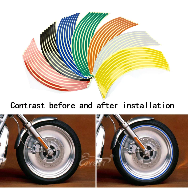 16PCs Strips Reflective Motorcycle Bike Wheel Sticker Reflective Decals Wheel Rim Tape Bike Motorbike Moto Stickers Car Styling
16PCs Strips Reflective Motorcycle Bike Wheel Sticker Reflective Decals Wheel Rim Tape Bike Motorbike Moto Stickers Car Styling