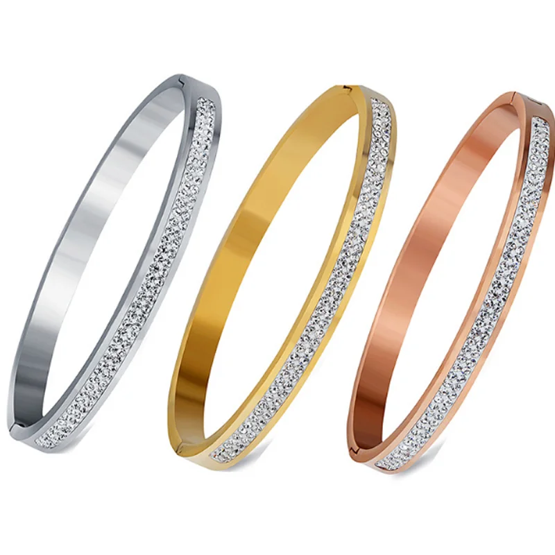 Temperament Crystal Cuff Bracelet Fashion Gold Silver Stainless Steel Bracelets & Bangles Women Ladies Jewelry Gift
Temperament Crystal Cuff Bracelet Fashion Gold Silver Stainless Steel Bracelets & Bangles Women Ladies Jewelry Gift