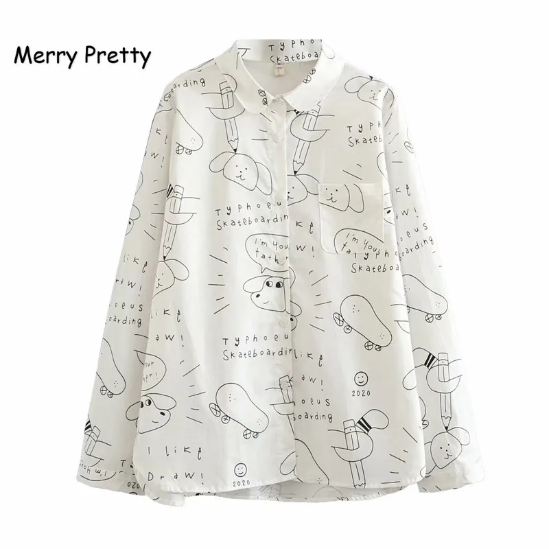 Merry Pretty Autumn Winter New Women Blouse Letters Cartoon Printed Long Sleeve Turn Down Collar Cotton High Quality Funny Shirt
Merry Pretty Autumn Winter New Women Blouse Letters Cartoon Printed Long Sleeve Turn Down Collar Cotton High Quality Funny Shirt