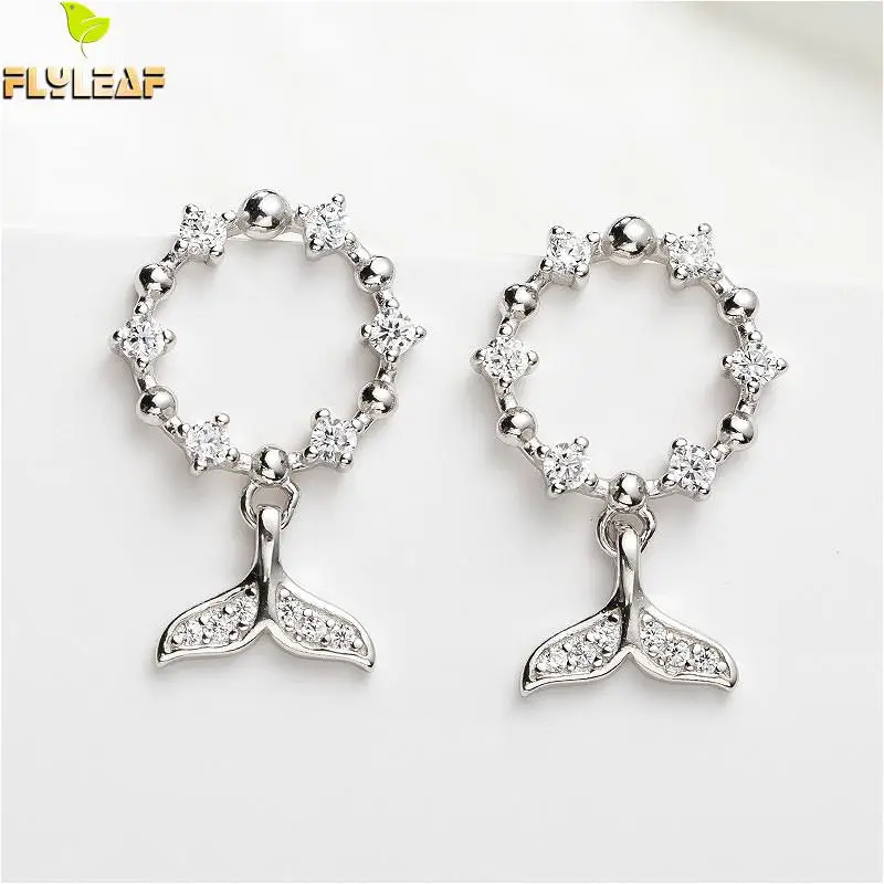 Flyleaf 925 Sterling Silver Round Fish Tail Stud Earrings For Women Simple Cubic Zirconia Earings Fashion Jewelry Party Wedding
Flyleaf 925 Sterling Silver Round Fish Tail Stud Earrings For Women Simple Cubic Zirconia Earings Fashion Jewelry Party Wedding