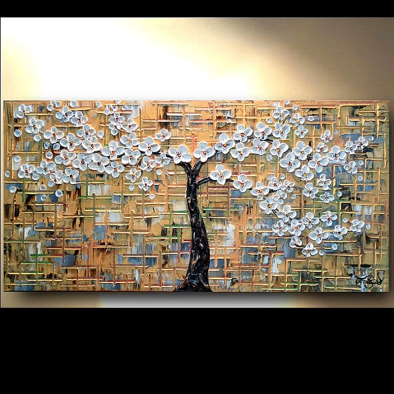 Hand Painted Abstract Landscape White Flower Tree Blossom Thick Palette Knife Oil Painting On Canva Modern Home Decoration 
Hand Painted Abstract Landscape White Flower Tree Blossom Thick Palette Knife Oil Painting On Canva Modern Home Decoration