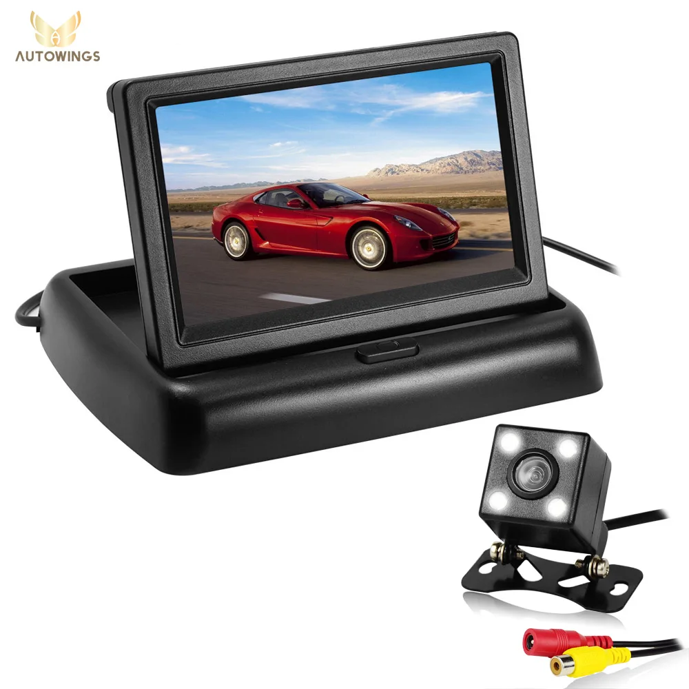 

High Resolution 4.3" Color TFT LCD Folding Car Parking Assistance Monitors 2 Way Video Input With Rear View Backup Camera