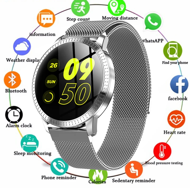 1.22 Inch Smart Watch Waterproof IP67 Blood Pressure Monitoring Metal Starp Multi Sport Modes SmartWatch Women Band PK Q8 Q9
1.22 Inch Smart Watch Waterproof IP67 Blood Pressure Monitoring Metal Starp Multi Sport Modes SmartWatch Women Band PK Q8 Q9