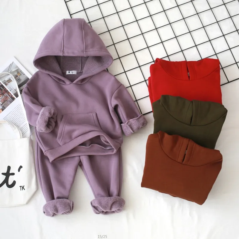 Autumn Winter Fashion Children Tracksuit Kids Clothing Set 2pcs Baby Boys Girl Outerwear Jumper Hoodie+Pants Fleec Suit Outfit | Детская