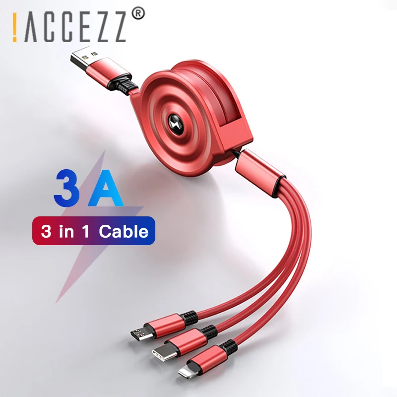 !ACCEZZ 3 in 1 USB Retractable Cable For iPhone XS Micro USB Type C TPE 3A Fast Charging For Samsung Xiaomi Huawei Mobile Phone
!ACCEZZ 3 in 1 USB Retractable Cable For iPhone XS Micro USB Type C TPE 3A Fast Charging For Samsung Xiaomi Huawei Mobile Phone