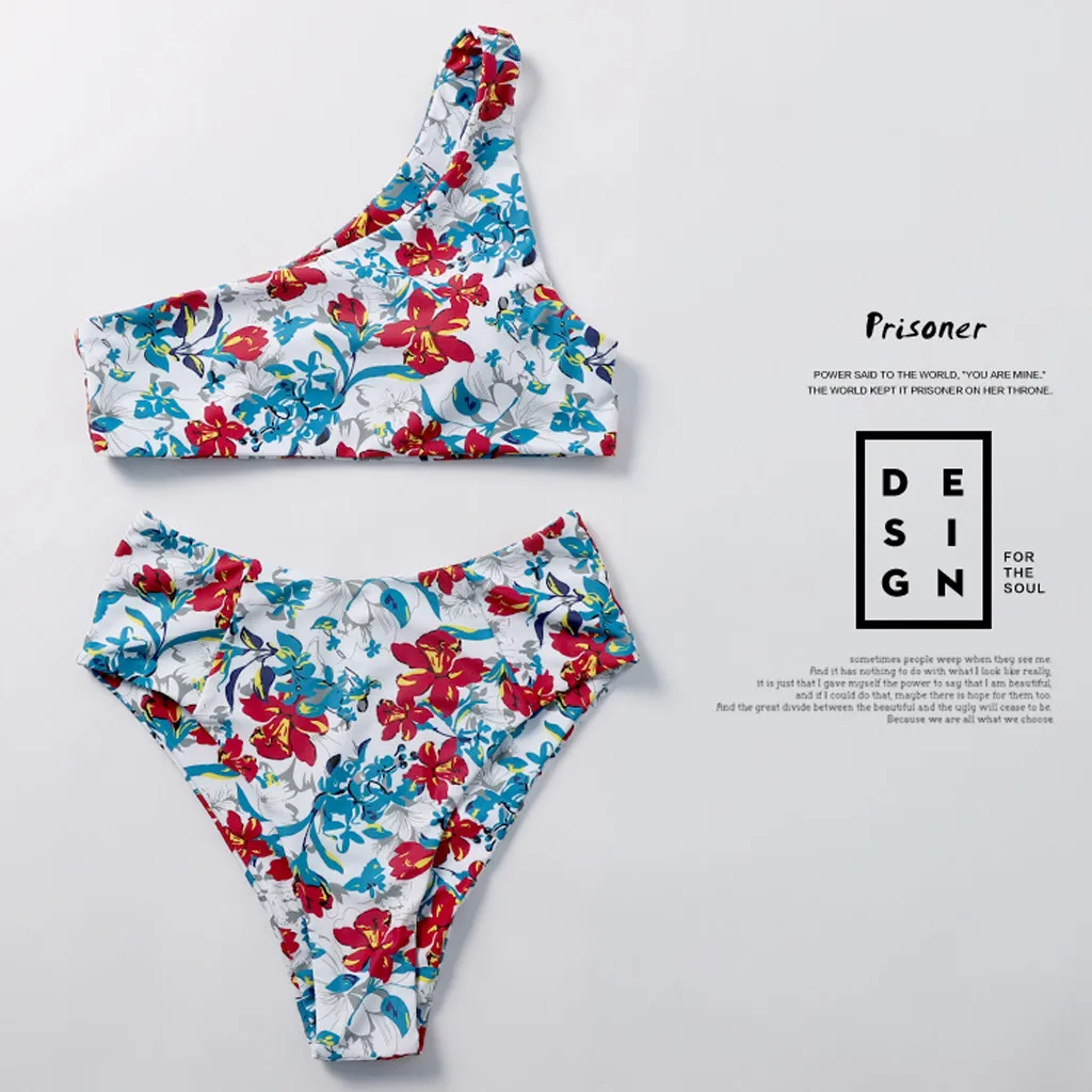 Women Swimwear 2019 One Shoulder Bikini Set Print Leaves Push Up Padded Bathing Swimsuit High Waist Beachwear Bikinis#es
Women Swimwear 2019 One Shoulder Bikini Set Print Leaves Push Up Padded Bathing Swimsuit High Waist Beachwear Bikinis#es