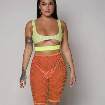 Ahagaga 2019 Neon Green Orange Fishnet Mesh Beach Shorrts Women Summer Fashion Streetwear Elastic High Waist Casual Biker Shorts
Ahagaga 2019 Neon Green Orange Fishnet Mesh Beach Shorrts Women Summer Fashion Streetwear Elastic High Waist Casual Biker Shorts