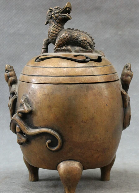 JP S0114 8" Folk Chinese Bronze Dragon Kylin Beast Statue Unicorn Censer Incense Burner B0403
JP S0114 8" Folk Chinese Bronze Dragon Kylin Beast Statue Unicorn Censer Incense Burner B0403