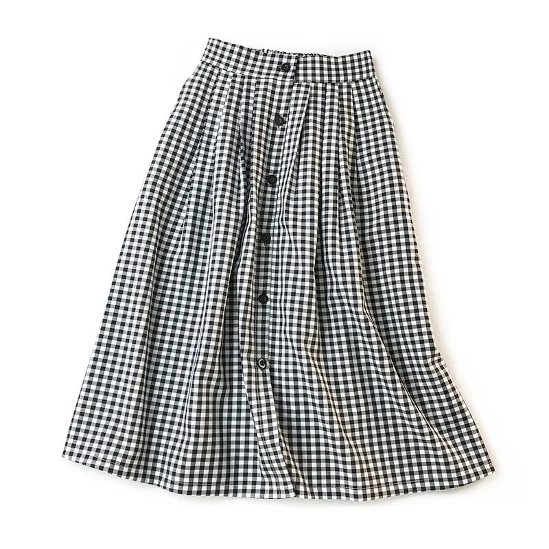 Women Classic Vintage Midi Skirts 2019 New Spring Summer Fashion Plaid Skirt Female A Line Single Breasted Skirt Faldas Mujer
Women Classic Vintage Midi Skirts 2019 New Spring Summer Fashion Plaid Skirt Female A Line Single Breasted Skirt Faldas Mujer