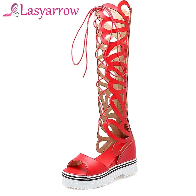 Lasyarrow Woman High Increased Boots Platform Heel High Sandals Vogue Gladiator Q164 Sandals Women Knee Cut-outs Shoes
Lasyarrow Woman High Increased Boots Platform Heel High Sandals Vogue Gladiator Q164 Sandals Women Knee Cut-outs Shoes