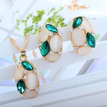 Luxurious Designer Jewelry sets Gold Color Chain with Opal and Colorful Crystal Water Drop Pendant Necklace and Stud Earrings
Luxurious Designer Jewelry sets Gold Color Chain with Opal and Colorful Crystal Water Drop Pendant Necklace and Stud Earrings