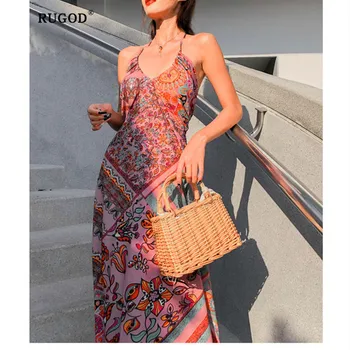 RUGOD Summer dress women Hanging neck sexy bohemian dress open back V neck vestidos verano 2019
RUGOD Summer dress women Hanging neck sexy bohemian dress open back V neck vestidos verano 2019
