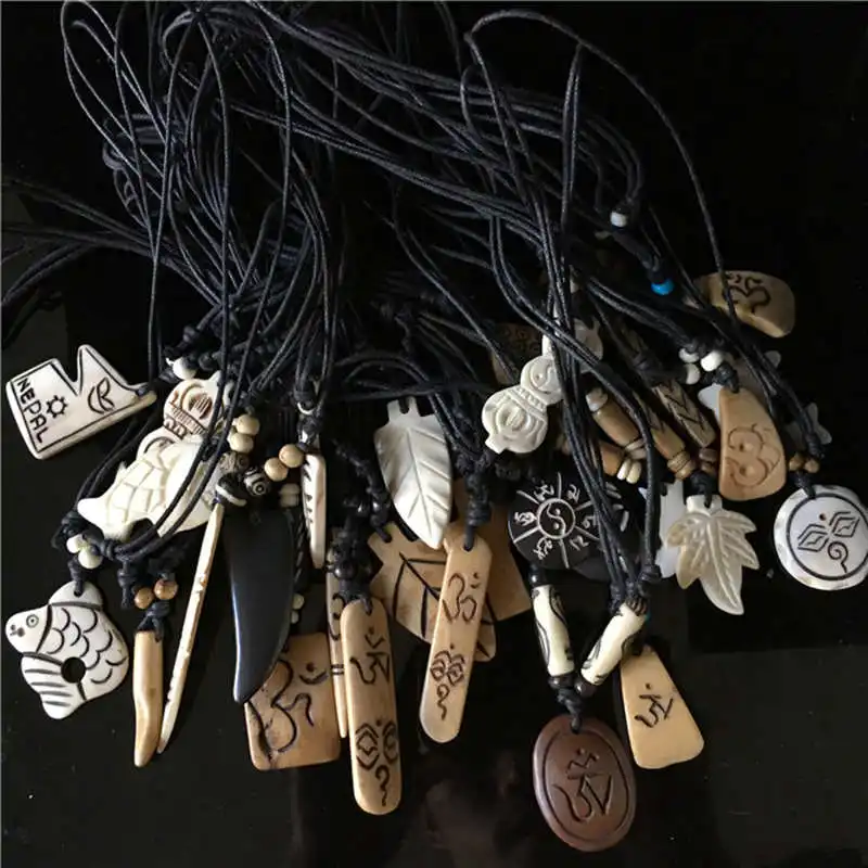 Best Wholesale Yak Bone Carved Amulet Pendants With Ajustable Rope Chain for Man 50pcs lot Free Ship From Tibet
Best Wholesale Yak Bone Carved Amulet Pendants With Ajustable Rope Chain for Man 50pcs lot Free Ship From Tibet