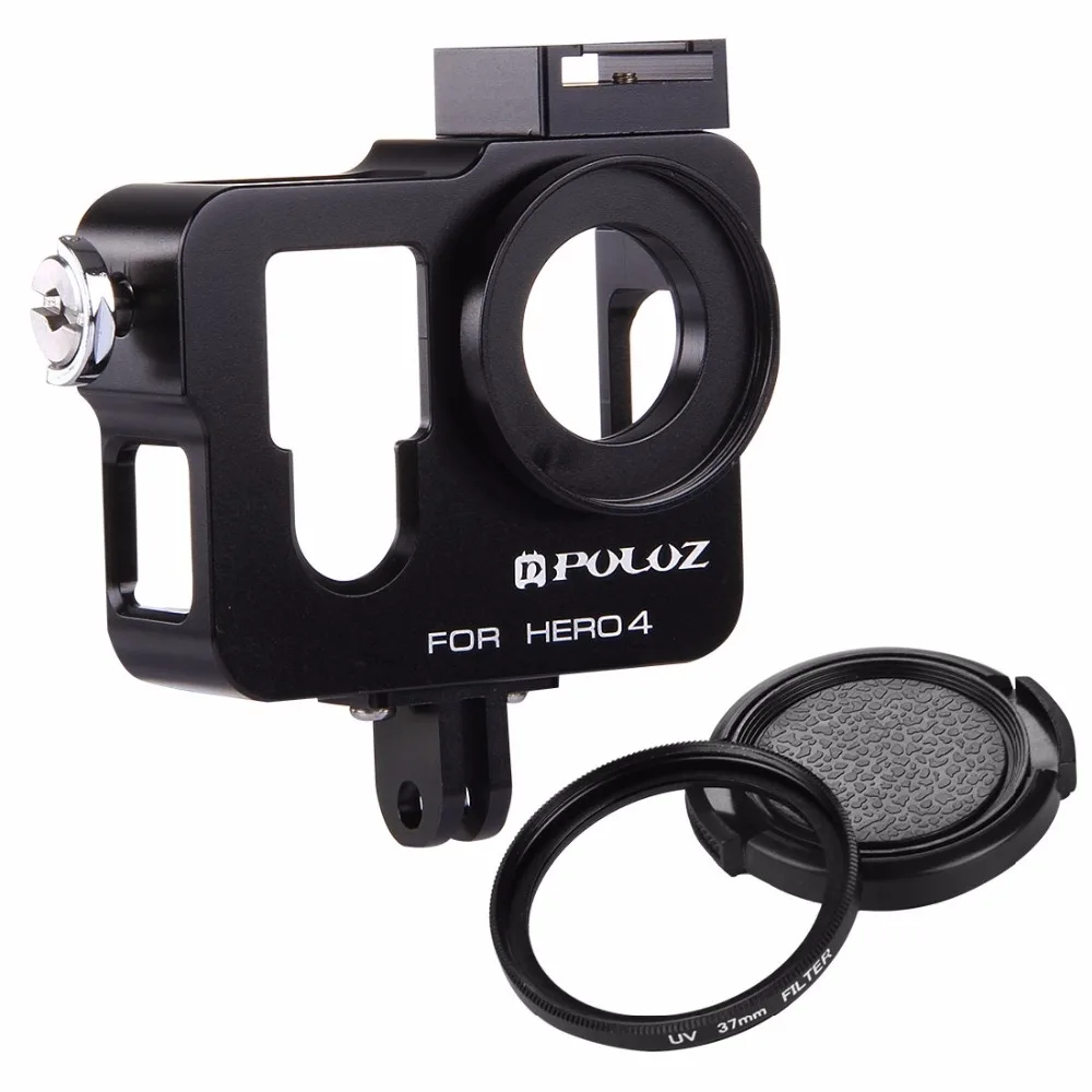 PULUZ Housing Shell CNC Aluminum Alloy Protective Cage with 37mm UV Lens Filter & Lens Cap for GoPro HERO 4
PULUZ Housing Shell CNC Aluminum Alloy Protective Cage with 37mm UV Lens Filter & Lens Cap for GoPro HERO 4