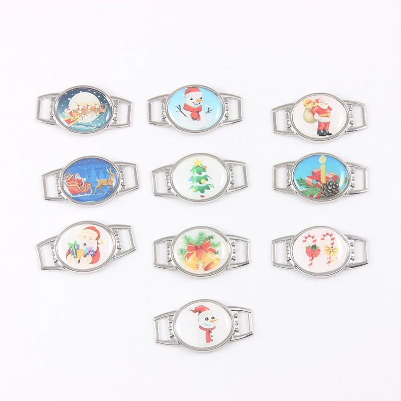 New 12Pcs Fashion Jewelry Colorful Christmas Pattern Logo Charm For Shoelace Sport Shoes Paracord Bracelets Decoration | Украшения и