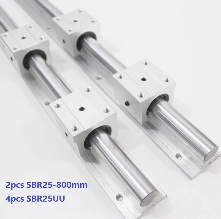 

2pcs SBR25 L-800mm support rail linear guide + 4pcs SBR25UU linear bearing blocks for CNC router parts