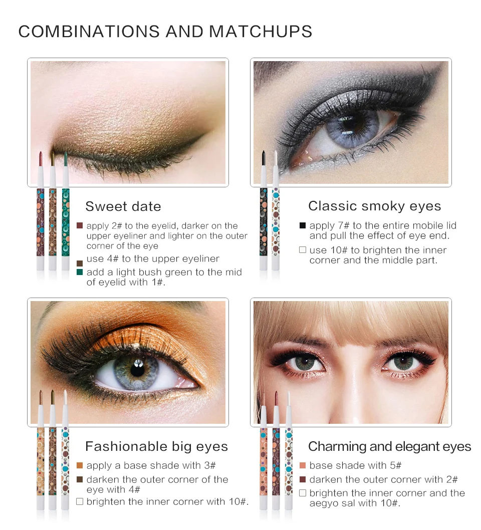 huamianli marka guzellik fosforlu goz fari kalem kozmetik glitter goz fari eyeliner kalem 12 adet takim eyeshadow pencil eyeliner pen setpencil eyeshadow aliexpress