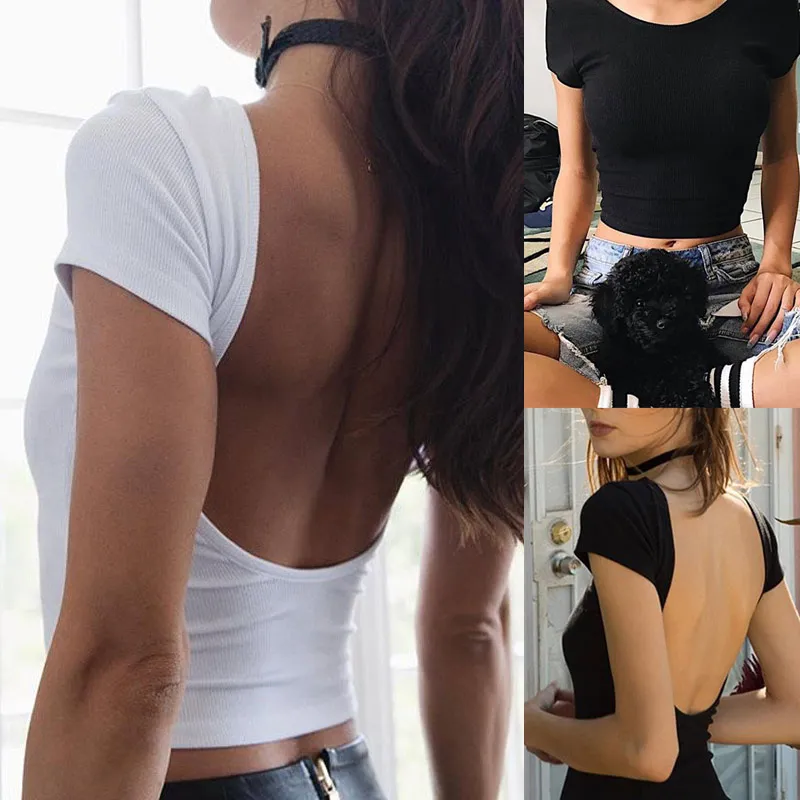 Droppshiping Summer Women Sexy Crop Tops Solid Color Short Sleeve Backless O Neck Shirt Ladies Girls Casual BFJ55
Droppshiping Summer Women Sexy Crop Tops Solid Color Short Sleeve Backless O Neck Shirt Ladies Girls Casual BFJ55