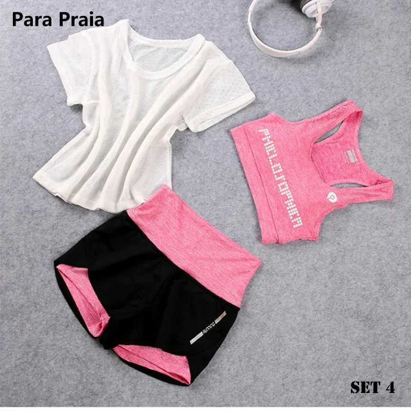 High Waist Three Piece Yoga Set Sportswear for Women Sports Bra Fitness Clothing Women Sports Shorts Gym Workout Crop Top Women High Waist Three Piece Yoga Set Sportswear for Women Sports Bra Fitness Clothing Women Sports Shorts Gym Workout Crop Top Women