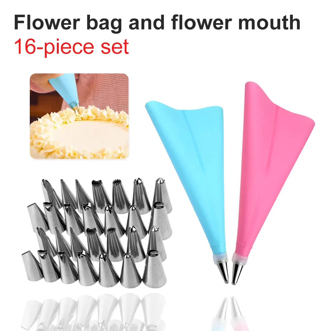 16 PCS/Set Silicone Pastry Bag Nozzles DIY Icing Piping Cream Reusable Pastry Bags +14 Nozzle Set Cake Decorating Tools
16 PCS/Set Silicone Pastry Bag Nozzles DIY Icing Piping Cream Reusable Pastry Bags +14 Nozzle Set Cake Decorating Tools
