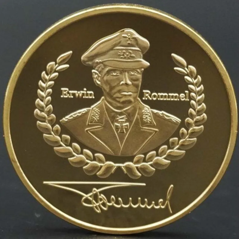 2 pcs The Germany 1891 - 1944 Erwin Rommel Deutsche general hero 24k real gold plated 40 mm souvenir decoration coin
2 pcs The Germany 1891 - 1944 Erwin Rommel Deutsche general hero 24k real gold plated 40 mm souvenir decoration coin