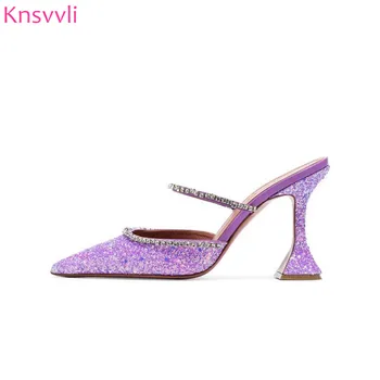 Knsvvli Newest Purple Sequins Slippers Women High Heels Pointed Toe Luxurious Rhinestone Bling Party Dress Shoes Women Pumps
Knsvvli Newest Purple Sequins Slippers Women High Heels Pointed Toe Luxurious Rhinestone Bling Party Dress Shoes Women Pumps