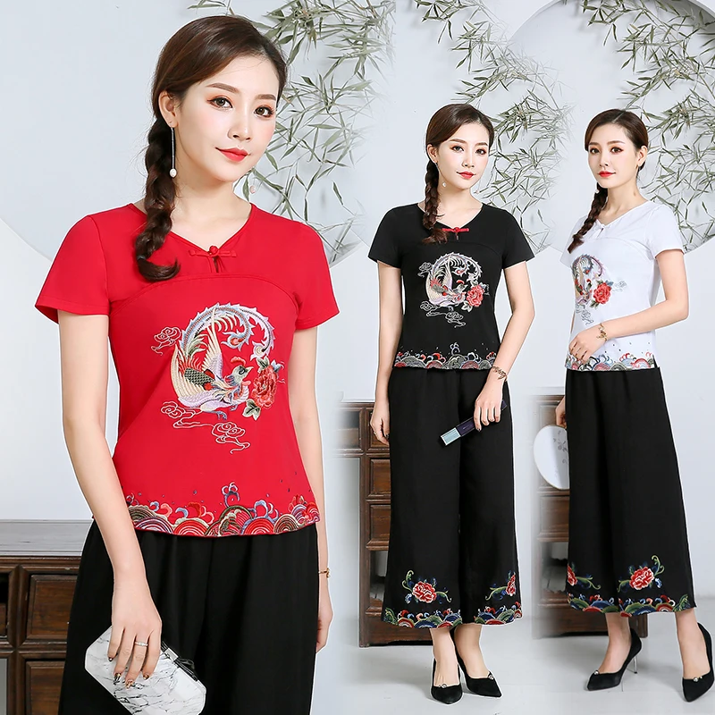 2019 female summer Tang suit retro Chinese national style large size T-shirt female embroidery cotton short-sleeved shirt
2019 female summer Tang suit retro Chinese national style large size T-shirt female embroidery cotton short-sleeved shirt