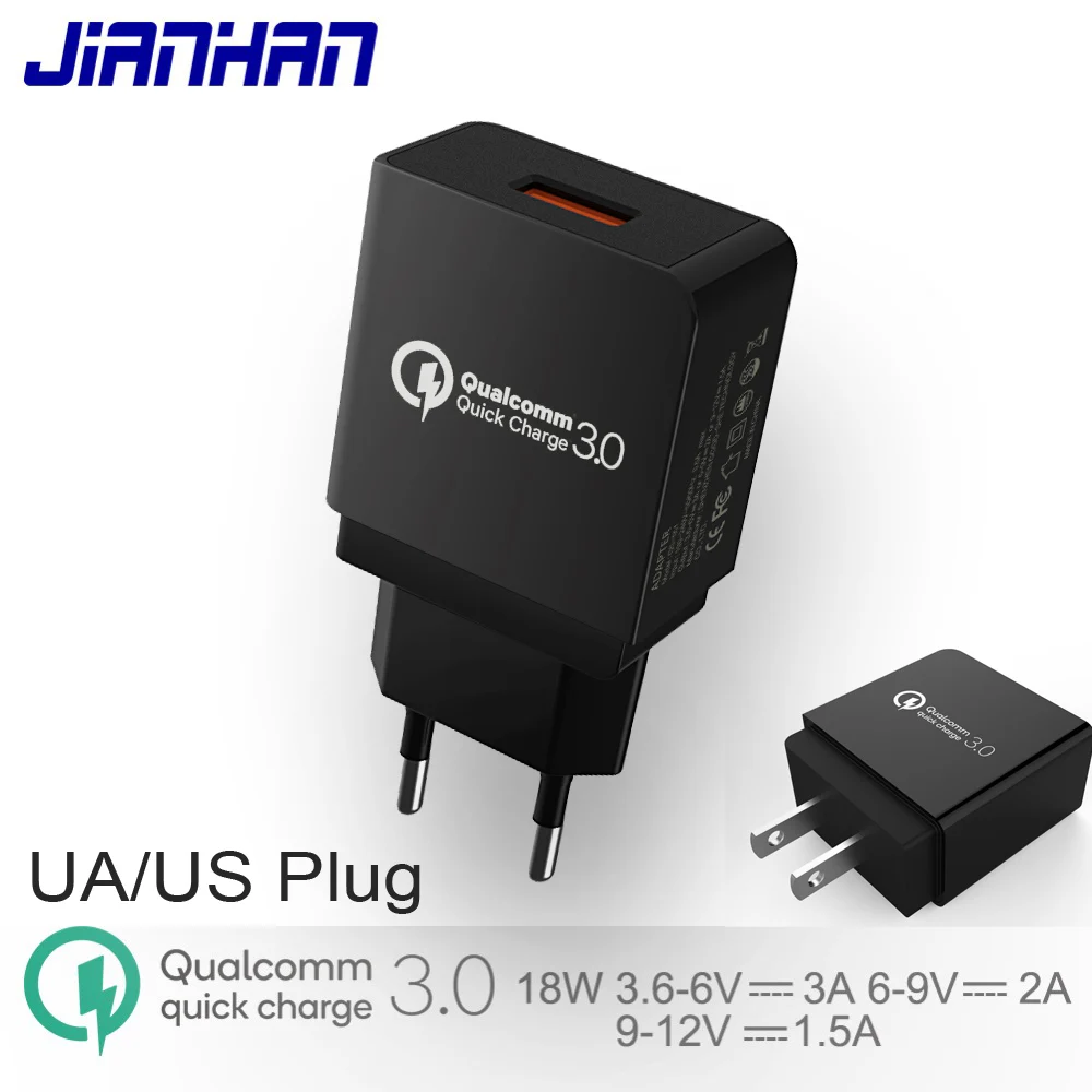 QC 3.0 USB Charger EU US Plug 18W Quick Charge 18W 9V2A USB High Quality For Samsung S8 S9 Xiaomi mi 8 Fast Charger Phone
QC 3.0 USB Charger EU US Plug 18W Quick Charge 18W 9V2A USB High Quality For Samsung S8 S9 Xiaomi mi 8 Fast Charger Phone