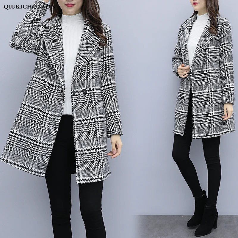 England Style Autumn Winter Long Coats Ladies Elegant Tailored Collar Houndstooth Wool Jacket Women manteau femme hiver long
England Style Autumn Winter Long Coats Ladies Elegant Tailored Collar Houndstooth Wool Jacket Women manteau femme hiver long