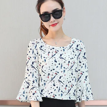 Fashion Printed Lady Chiffon Blouses Plus Size S-3XL Three Quarter Summer Women Casual White Shirts 2018 New Clothing
Fashion Printed Lady Chiffon Blouses Plus Size S-3XL Three Quarter Summer Women Casual White Shirts 2018 New Clothing