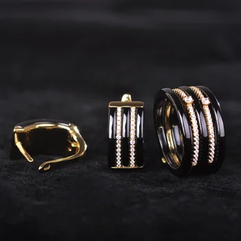 Madrry Zircon Ceramic Jewelry Sets Earrings&Ring Women Man Gold color china Porcelain Wide Aros Aretes Party OL Couple Joyas
Madrry Zircon Ceramic Jewelry Sets Earrings&Ring Women Man Gold color china Porcelain Wide Aros Aretes Party OL Couple Joyas