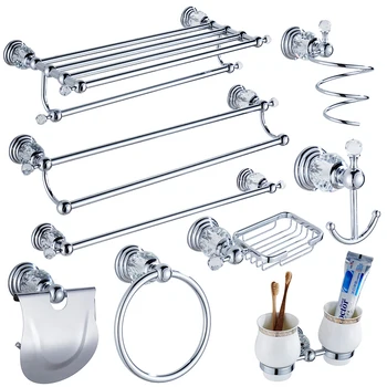Luxury Crystal Silver Bathroom Accessories Set Chrome Polished Brass Bath Hardware Set Wall Mounted Bathroom Products TS1102
Luxury Crystal Silver Bathroom Accessories Set Chrome Polished Brass Bath Hardware Set Wall Mounted Bathroom Products TS1102