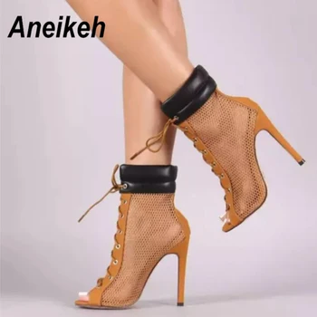 Aneikeh New 2019 Fashion Women Open Toe Lace-up Mesh Ankle Gladiator Boots High Heel Short Boots Sexy Dress Shoes Size 35-40
Aneikeh New 2019 Fashion Women Open Toe Lace-up Mesh Ankle Gladiator Boots High Heel Short Boots Sexy Dress Shoes Size 35-40