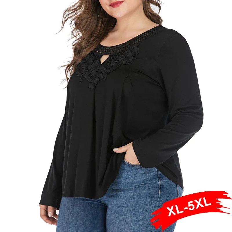 Plus Size Hollow Out Women Summer Leisure Holiday Tees 4Xl 5Xl Ladies Black Basic Top Studded Long Sleeve Casual T-Shirt
Plus Size Hollow Out Women Summer Leisure Holiday Tees 4Xl 5Xl Ladies Black Basic Top Studded Long Sleeve Casual T-Shirt