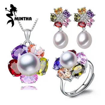 MINTHA Fashion Pearl Jewelry Sets Natural Freshwater Pearl Necklace For Women Wedding Ruby Earrings Flower Ring
MINTHA Fashion Pearl Jewelry Sets Natural Freshwater Pearl Necklace For Women Wedding Ruby Earrings Flower Ring