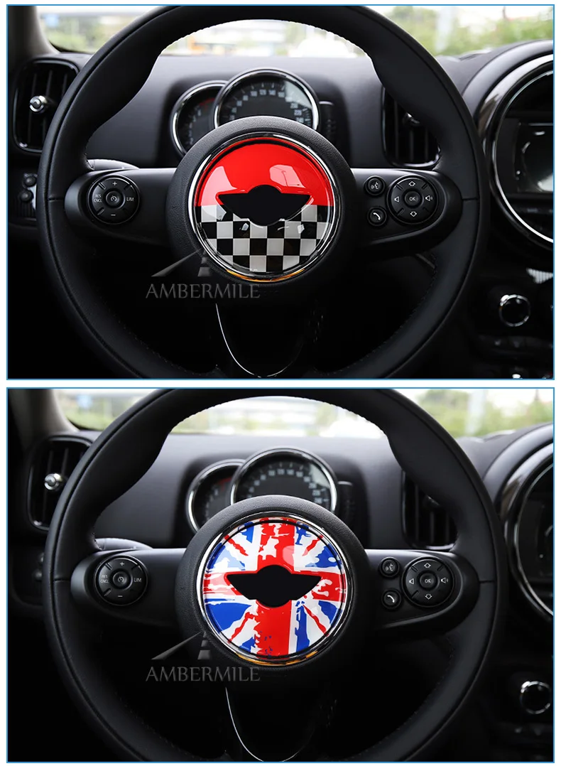 3D Car Steering Wheel Center Stickers Covers Interior Decorations for MINI Cooper JCW F55 F56 Accessories Car Styling (6)