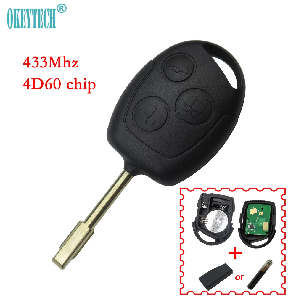 OkeyTech 3 Buttons 433Mhz Remote Keyless Entry Key Fob For Ford Mondeo Fiesta Focus Ka Transit With 4D60 Chip Uncut FO21 Blade
OkeyTech 3 Buttons 433Mhz Remote Keyless Entry Key Fob For Ford Mondeo Fiesta Focus Ka Transit With 4D60 Chip Uncut FO21 Blade