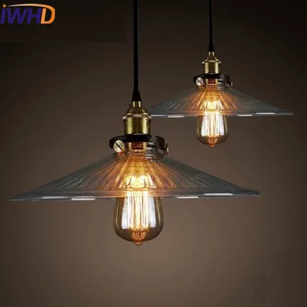 

IWHD American Vintage Hanging Lights Edison Style Loft Industrial Pendant Light Fixtures Retro Glass Hanglamp Luminaire Lamparas