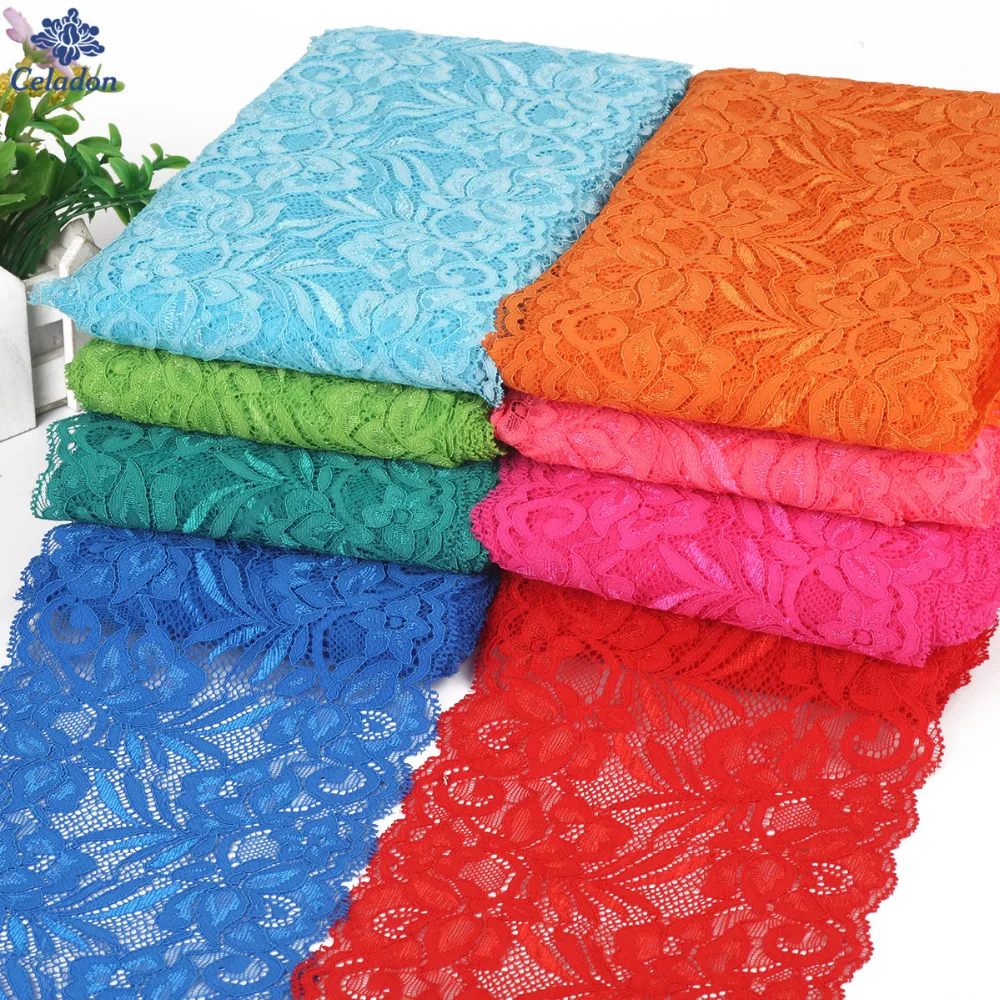 Width 15cm 2Yards/lot Stretch Elastic Lace Ribbon Trim Fabric DIY Garment Accessories Sewing Embroidered Lace Wedding Decoration
Width 15cm 2Yards/lot Stretch Elastic Lace Ribbon Trim Fabric DIY Garment Accessories Sewing Embroidered Lace Wedding Decoration
