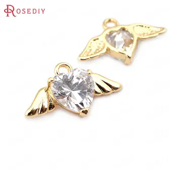 (33676)6PCS 19*11MM 24K Gold Color Brass with Zircon Heart Wings Charms Pendants High Quality Diy Jewelry Findings Accessories
(33676)6PCS 19*11MM 24K Gold Color Brass with Zircon Heart Wings Charms Pendants High Quality Diy Jewelry Findings Accessories