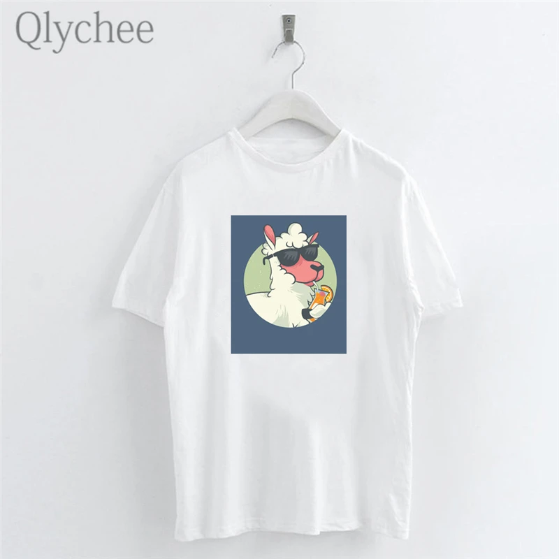 Qlychee Harajuku Sunglasses Alpaca Print Female T Shirts Top Tees Crew O-Short Sleeve Summer Spring Loose Women T-shirts T Shirt
Qlychee Harajuku Sunglasses Alpaca Print Female T Shirts Top Tees Crew O-Short Sleeve Summer Spring Loose Women T-shirts T Shirt