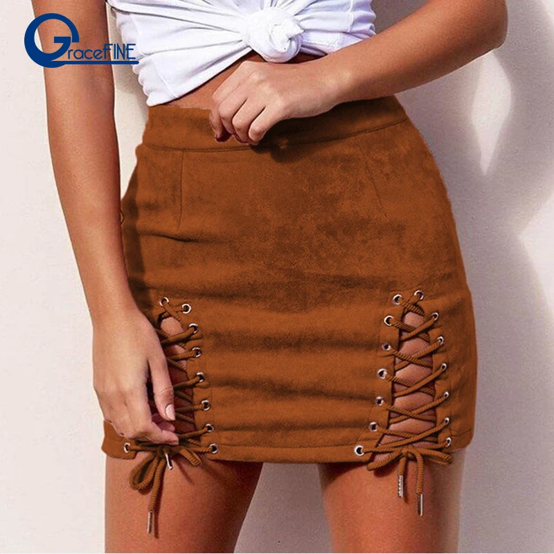 Autumn winter Mini Skirt Solid Club Short Skirt School Women High Waist Lace Up Suede Bodycon Hollow Out Pencil Sexy Mini Banded
Autumn winter Mini Skirt Solid Club Short Skirt School Women High Waist Lace Up Suede Bodycon Hollow Out Pencil Sexy Mini Banded