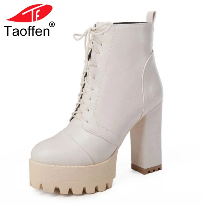 TAOFFEN Women Ankle Boots Platform Warm Plush Fur Shoes Woman Lace Up High Heels Winter Boots Fashion Zipper Shoes Size 32-42
TAOFFEN Women Ankle Boots Platform Warm Plush Fur Shoes Woman Lace Up High Heels Winter Boots Fashion Zipper Shoes Size 32-42